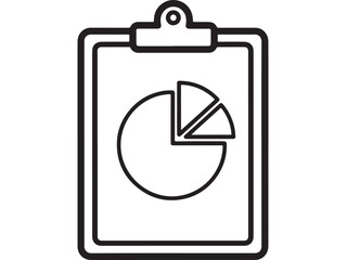Clipboard displays a simple line drawing of a pie chart, representing data analysis.