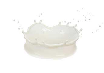 Isolated Milk splash crown with droplets, liquid dairy product, refreshment, motion studio shot