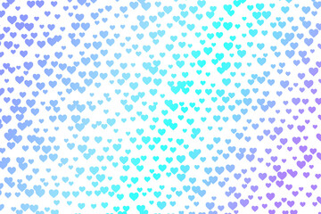 Hearts pattern with blue to turquoise gradient on transparent background. Fresh and modern texture. Aquatic iridescent effect. Contemporary style. Serene and vibrant mood.