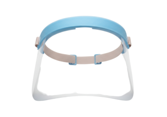 Isolated safety visor for face protection, light blue browband and adjustable elastic strap