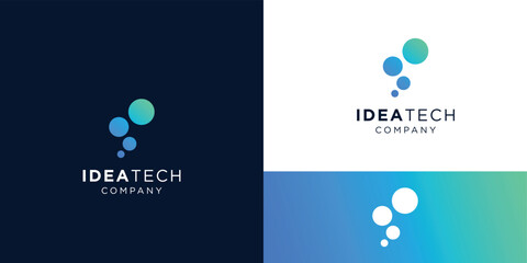 Abstract letter I tech logo design inspiration 