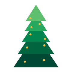 Fototapeta premium Festive green stylized Christmas tree with glowing golden baubles, symbolizing holiday cheer and seasonal celebration