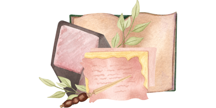 Vintage Stationery with Letter and Leaves Illustration