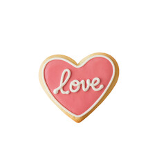heart shaped love cookie with pink icing, valentines day dessert, romantic sweet treat, bakery photo