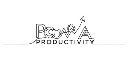 Conceptual graphic showing upward growth and gears symbolizing business productivity and progress.