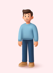 Male character avatar in pastel 3D style. Friendly businessman or casual person illustration for web and branding. 3D Vector Web Illustration.