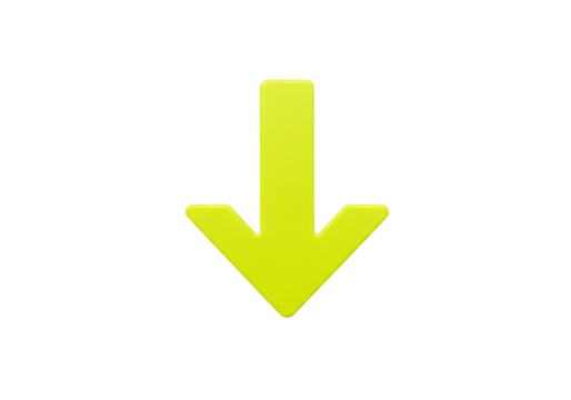 Isolated down arrow sign for navigating a website or mobile app, navigation pointer concept