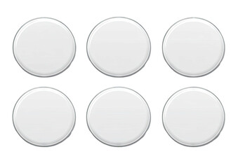 Six simple white circles on a white background