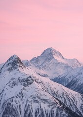 Serene pink mountain landscape wallpaper.