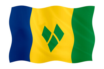 Digital composite. ..Flag of St. Vincent and the Grenadines.On October 27th St Vincent celebrates its Independence Day....PNG file