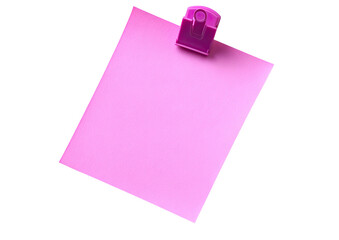 Pink paper note clipped, angled view on a black background