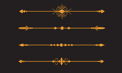 Elegant golden ornamental horizontal line separators decorative flourishes for design projects vector