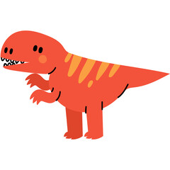 Orange cartoon dinosaur with yellow stripes on a transparent background