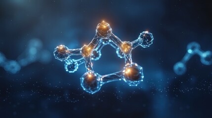 Abstract interconnected nodes, lines & glowing orange cores form network shape