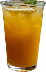 Refreshing citrus beverage garnished with herbs.