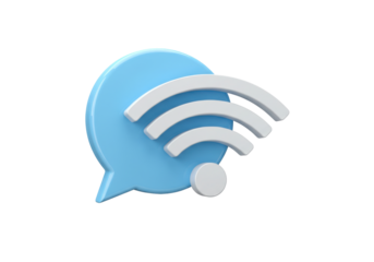 Isolated speech bubble with wifi signal, wireless communication and internet sharing