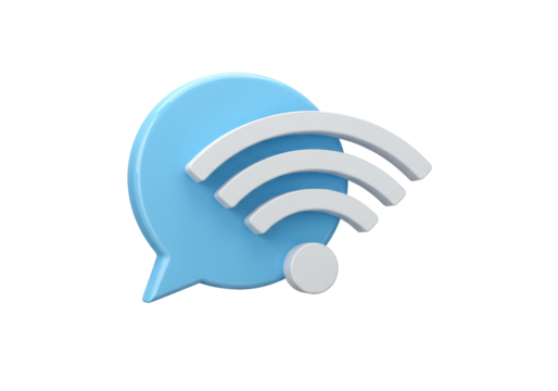 Isolated speech bubble with wifi signal, wireless communication and internet sharing