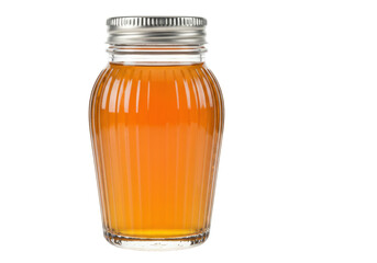 Isolated sweet honey in glass jar with lid on a transparent backdrop, nutritious treat