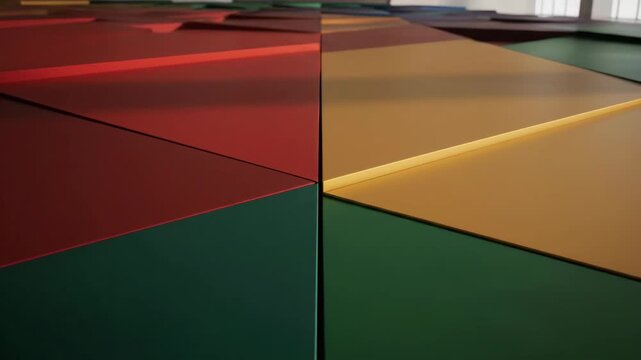 Abstract Geometric Background with Pan-African Colors for Commemorative Events like Black History Month, Kwanzaa, MLK and Juneteenth Celebrations, Featuring Modern Design Elements