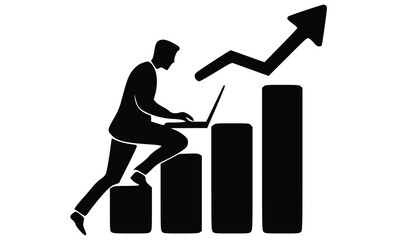 Successful business woman drawing a graph of growth in the office