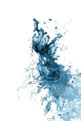 Water splash caught midair against a black background