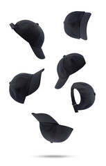 sleek black baseball cap on black backdrop offering a modern minimalistic aesthetic perfect for fashion, streetwear, and casual lifestyle brands.