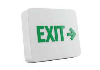 Isolated Exit sign directing to emergency exit showing an arrow, for fire safety direction