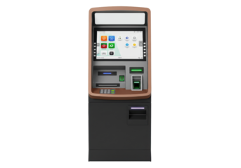 Isolated ATM machine offers financial service, cash withdrawal, banking transaction, easy access