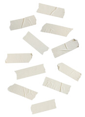 collection of adhesive masking tape pieces isolated on black offering versatile design elements and...