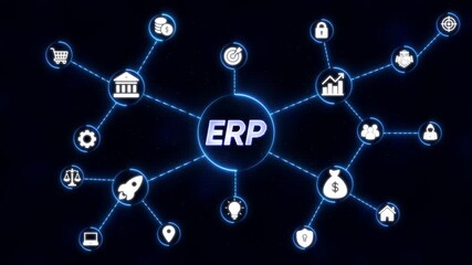 Enterprise Resource Planning E R P system network concept digital icons business finance - Powered by Adobe