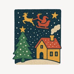 Festive winter night illustration