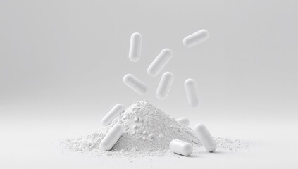 White Capsules Falling onto a Powdered Mound, a Study in Texture and Form.