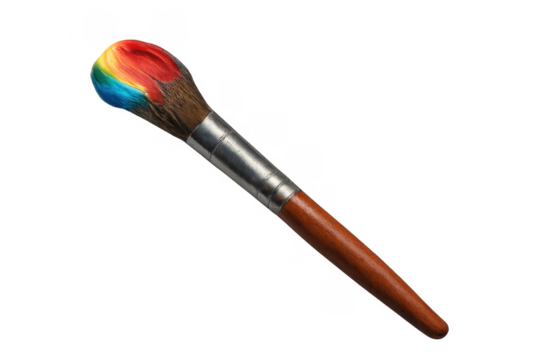 Paintbrush with rainbow painting colors creative art tool - Powered by Adobe