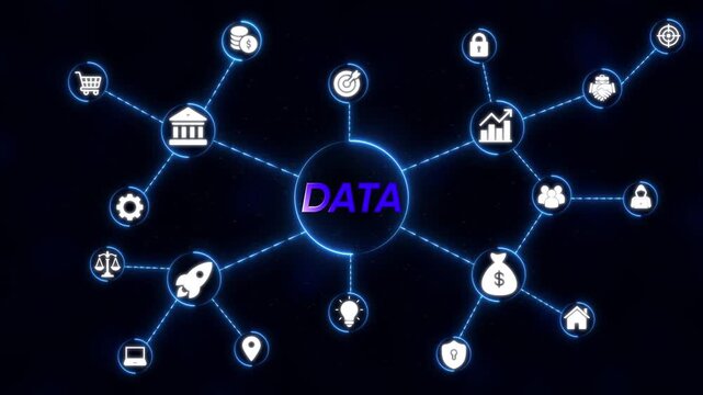 Data network connections digital infographic icons business finance technology growth security - Powered by Adobe
