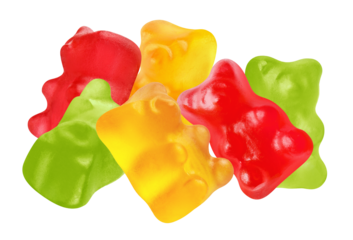 vibrant array of gummy bears evokes childhood joy, playful indulgence, and confectionery bliss ideal for conveying sweetness, fun, and colorful candy excitement