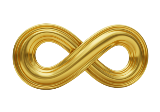 Isolated Golden Infinity Symbol, Elegant Sign of Endless Loop, Eternal Bond, Timeless Concept