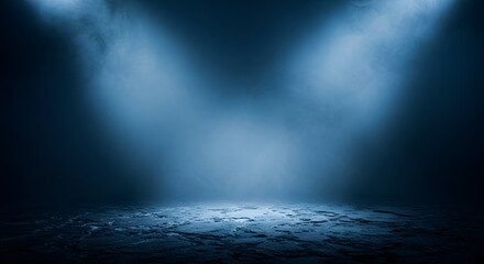 Fototapeta premium Dramatic smoke and mist scene with soft blue lighting