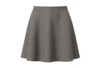 Gray wool a-line skirt offering comfort and elegance for women's fashion and apparel on transparent background