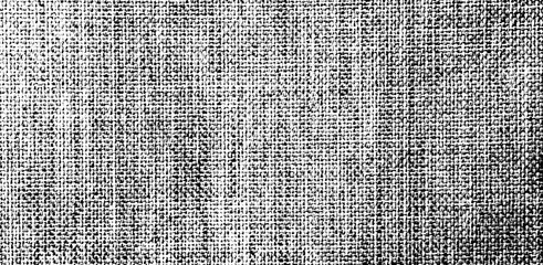 Close-up burlap fabric texture with a detailed square weave and worn, high-contrast elements on a transparent background.