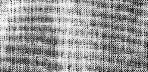 Close-up burlap fabric texture with a detailed square weave and worn, high-contrast elements on a transparent background.