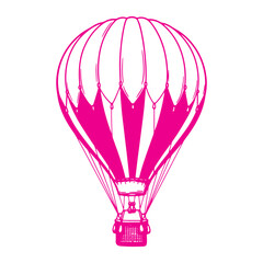 Naklejka premium Pink Hot Air Balloon Illustration on White Background Keywords: hot air balloon, pink