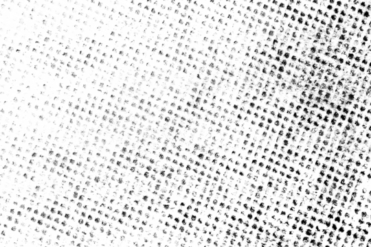 Distressed halftone dot pattern with grunge texture, isolated on a transparent background.