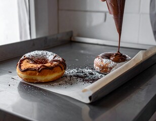 DELICIOUS DONUTS WITH CHOCOLATE CHEESE TOPPING
