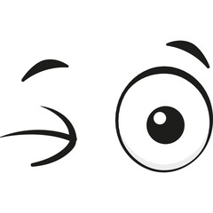 Cartoon Winking Eye Face Element With Transparent Background Simple Black And White Graphic Design