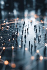 Networked People Walking on Connected Lines, High Angle Shot, Conceptual, Digital World, Global Connections, Futuristic, Technology, Business, Abstract