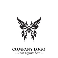 Elegant Butterfly Logo Symbol in Black on White Background with Minimalist and Modern Design