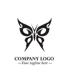 Elegant Butterfly Logo Symbol in Black on White Background with Minimalist and Modern Design