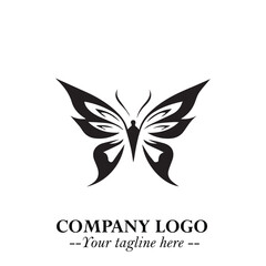 Elegant Butterfly Logo Symbol in Black on White Background with Minimalist and Modern Design