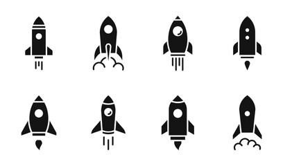 Rocket icon set. Launch rocket icons. Web icons startup. Vector illustration.