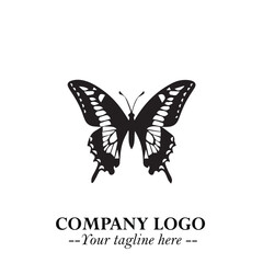 Elegant Butterfly Logo Symbol in Black on White Background with Minimalist and Modern Design
